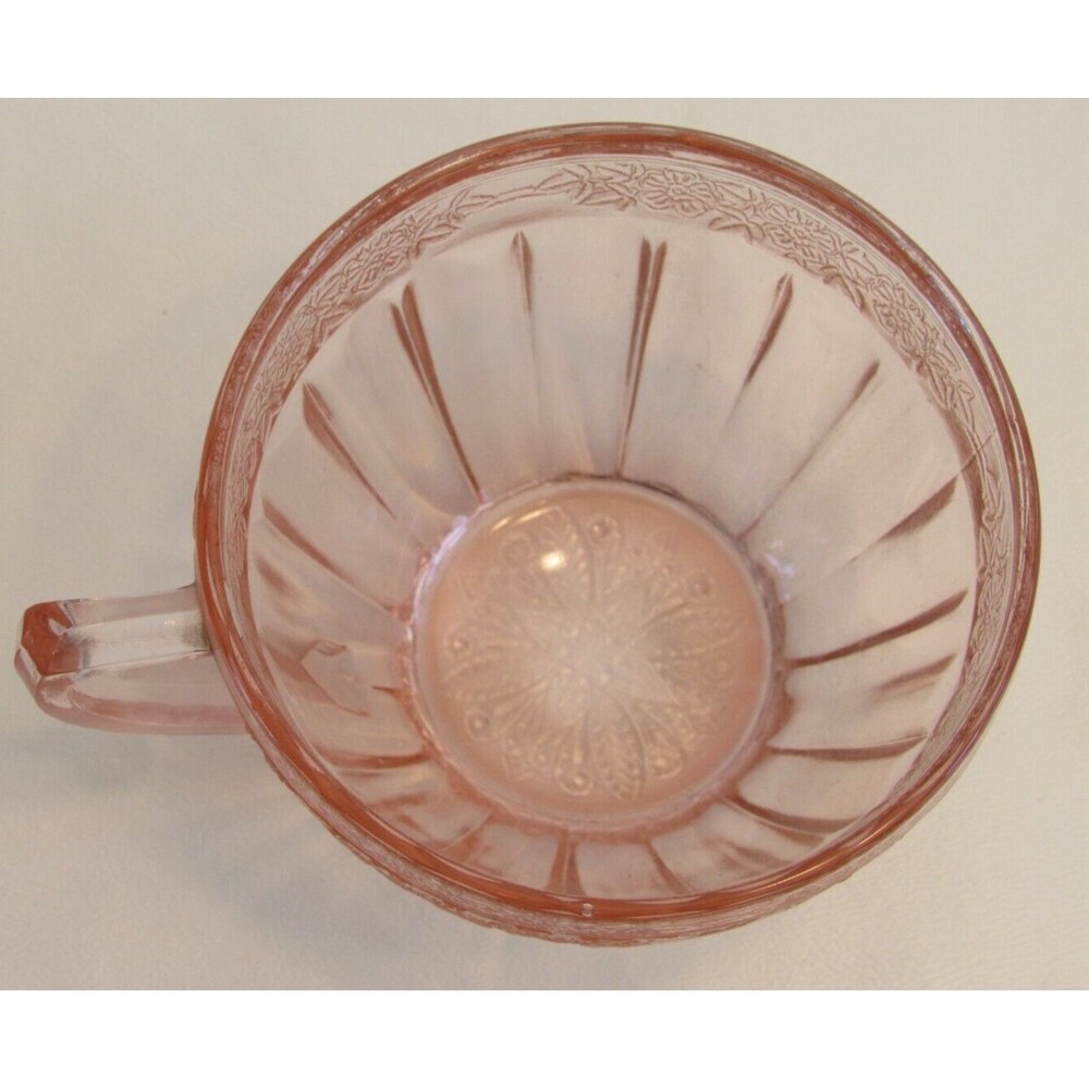 Jeannette Adam Pink Floral Square Depression Era Coffee/Tea Cup - Picture 3 of 6